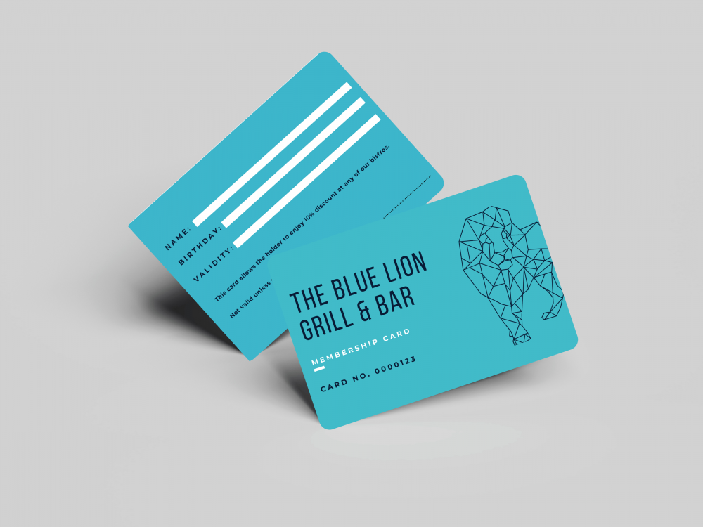 example of restaurant membership card